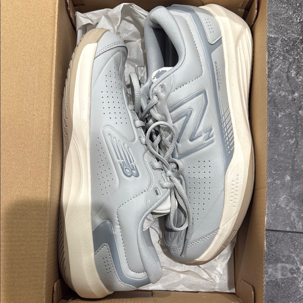 New Balance Light Gray and Cream Sneakers